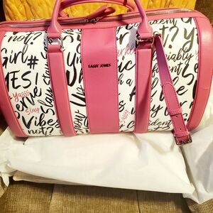 Sassy Jones Pink Script Print Travel Satchel